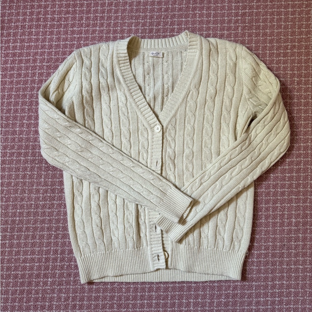 Brandy Melville Cream Cable Knit Cardigan Sweater